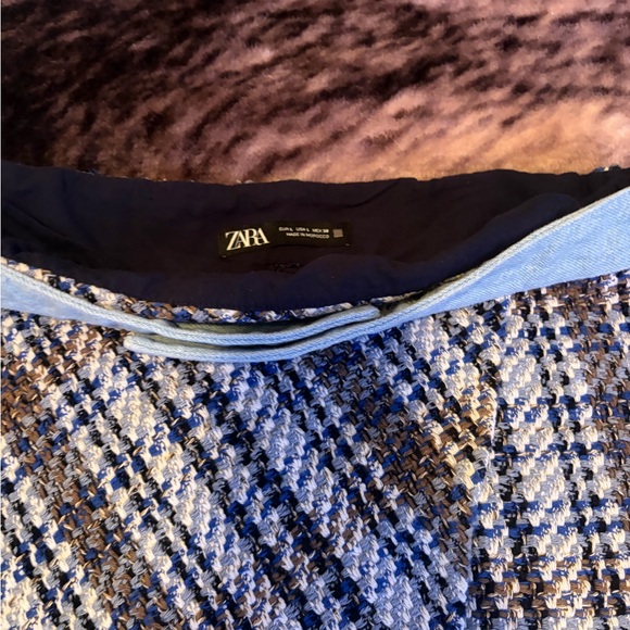 Zara Blue and Brown Tweed Mini Skirt - Picture 4 of 7